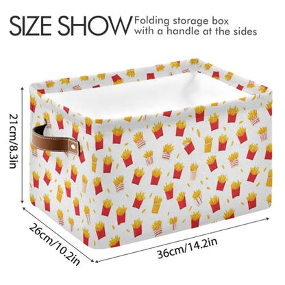 Pfrewn Storage Basket French Fries (1) Collapsible Rectangular Storage Boxes Organizer Shelf Basket Book Storage Bin for Nursery 1 Pack - size: 1 Pack