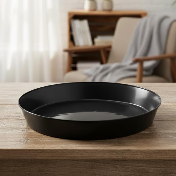 18 Inch (16.3 Inch Base), Black | Case of 2, Plant Saucer - size: 18" (16.3" base)