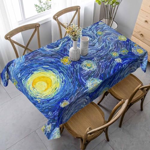 Glowing Moon Starry Sky Table Cloth 60x84 Inch Swirl Cloud Night Galaxy Cosmos Space Outdoor Tablecloth Rectangle for Party Picnic Dinner Decor - color: Moon Starry Sky
