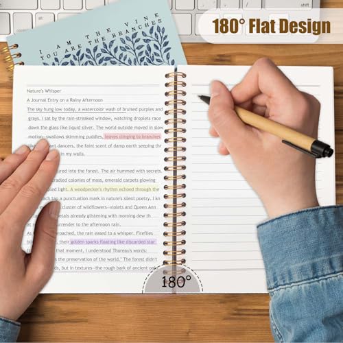 Likjad Christian Spiral Notebook Journal 5.5x8.3, Botanical Bible Scripture Journals for Writing, Religious Christian Gifts for Women, Bible Verse Hardcover Notebooks for Note Taking（BABY BLUE） - color: Botanical Bible Four