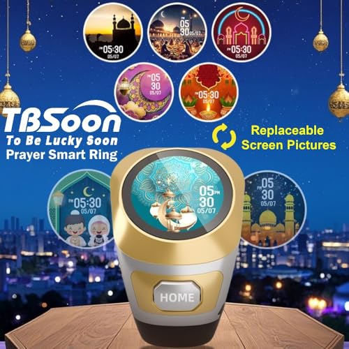 Color Screen Tasbih Smart Ring,Tasbeeh Counters,Prayer Smart Ring,Replaceable Pictures,Electronic Rosary,Forgiveness ring,Large Battery,Large Screen Display,Eid al-Fitr Eid al-Adha Ramadan Gift - color: White