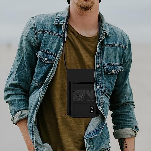 Travel Neck Wallet with RFID Blocking – Passport Holder Organizer Neck Pouch – Portable Easy to Conceal Travel Pouch (PVC Black) - color: PVC Black