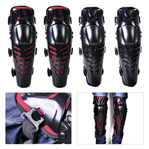 Motorcycle Knee Shin Guard Pads, Long Leg Sleeve Crashproof Motocross Protective Gear Armor Bendable Adjustable Mtb Knee Pads for Men Mountain Biking Racing (Black) - color: Black
