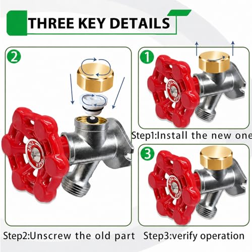 Gold Metal ASSE 1019-A Vacuum Breaker Check Valve Repair Kit, Anti-Siphon Replacement Parts, Corrosion Resistant, Solid Brass Top Cover, Plastic Body, Plunger & O-Ring, 2 Pack - color: yellow metal