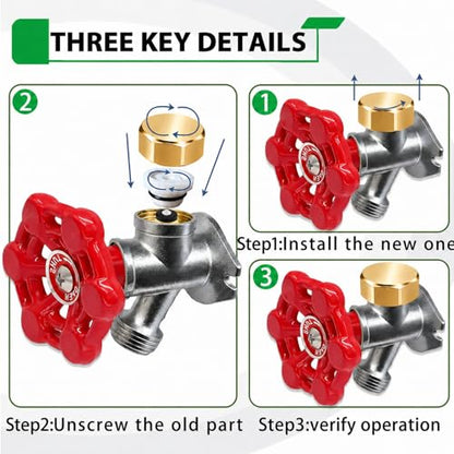 Gold Metal ASSE 1019-A Vacuum Breaker Check Valve Repair Kit, Anti-Siphon Replacement Parts, Corrosion Resistant, Solid Brass Top Cover, Plastic Body, Plunger & O-Ring, 2 Pack - color: yellow metal