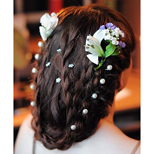 40 Packs Pearl Hair Pins Wedding Bridal Flower Pins for Brides and Bridesmaids Hair Style (0.4 Inch) - style: 0.4 Inch