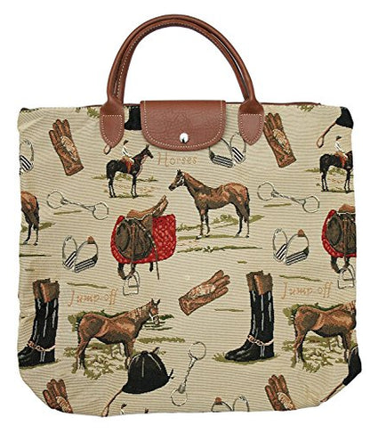 Signare Tapestry Foldable Tote Bag Reusable Shopping Bag Grocery Bag - color: Horse