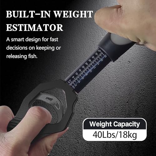 Eupheng 11.8'' Heavy-Duty Fish Gripper with Scale Rustproof Aluminum Body, Non-Slip Rubber Handle, Built-in Weight Estimator & Wrist Lanyard - color: Grey