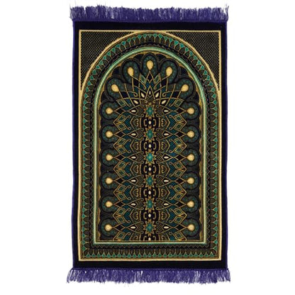 Muslim Prayer Rug, Soft Plush Thin Islamic Prayer Mat, Janamaz, Sajada, Praying Carpet, Islamic Gift for Men & Women, Islamic Ma, Eid & Ramadan Gift with Prayer Beads, 26x43 inch, Blue - color: Kaaba / Royal Blue
