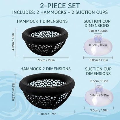 2 PCS Floating Hide with Suction Cups, Aquarium Betta Bed for Fish Tank, Beta Hammock for Fish, Floating Betta Hammock with Feeding Ring, Compact Design 10 cm x 5.6 cm