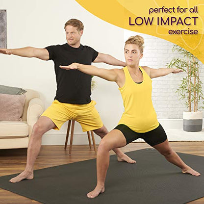 ActiveGear Large Yoga Mat, 6'x4'x8mm Extra Thick Non-Slip - Black | 8mm high-density padding for barefoot comfort. Non-slip on any floor. Includes carry bag, straps and microfiber towel.