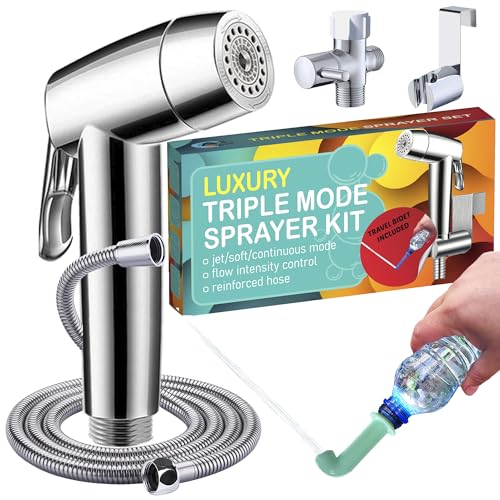 Handheld Bidet Sprayer for Toilet - Triple Mode Spray: Cloth Diaper Washer, Jet Spray & Gentle Stream | Premium Adjustable Hose Sprayer Attachment for Muslim Shower Shattaf | Portable Bidet Included - color: Sprayer Set