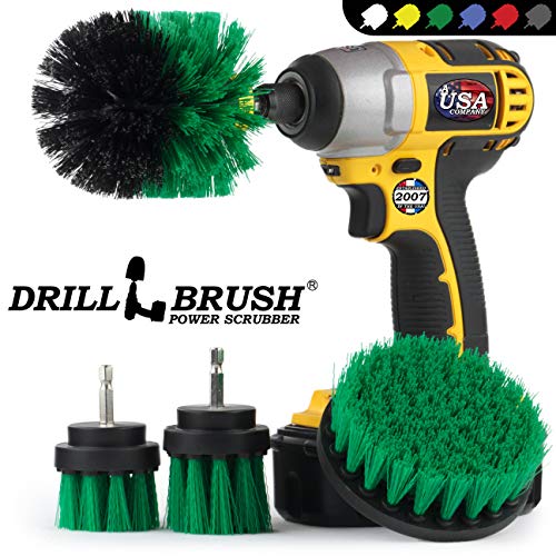 Cast Iron Skillet - Cleaning Supplies - Drill Brush Kitchen Cleaning Kit | Crock Pot Scrubber - Cutting Board, Stove, Sink, Counter-Top, Baseboard, Trash Can, Tile and Flooring - Grout Cleaner - color: Green