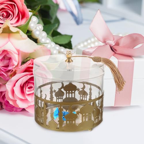 Wedding Candy Box 5.11X4.72X4.72In Gold Metal Candy Storage Box Middle East Style Ramadan Eid Mubarak Favor for Party Dessert Boxes