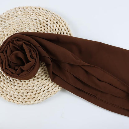 Chiffon Hijab Scarf Head Wrap Lightweight Scarves for Women Pashmina Shawls and Wraps for Evening Dresses Solid Color - color: Coffee 7#