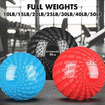 GYMMAGE Slam Ball, Weighted Ball for Exercise, 10, 15, 20, 25, 30, 40, 50lbs Exercise Slam Medicine Ball for Strength and Crossfit & Conditioning Training Home Gym Workout, with Easy-Grip Surface - style: 15 LBS