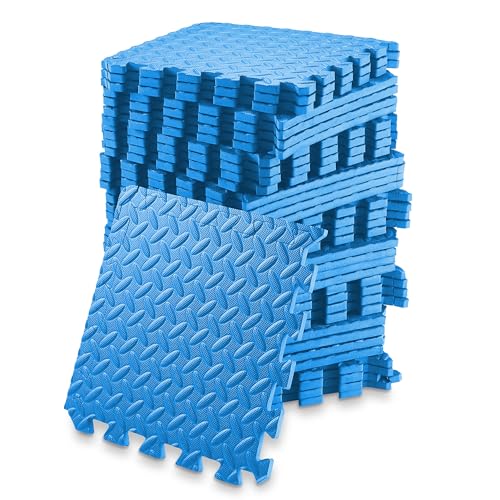 Philosophy Gym Pack of 36 Exercise Flooring Mats - 12 x 12 Inch Foam Rubber Interlocking Puzzle Floor Tiles - Blue - color: 36 Sq Ft, 1/2" Thick - Blue