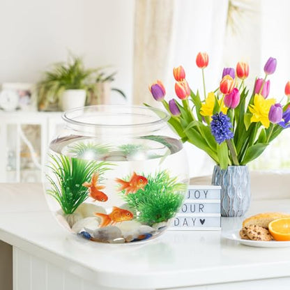Plastic Clear Fish Bowl, Round Goldfish Betta Fish Tank, Desktop Bubble Bowl Plant Vase Pot for Fish Aquarium, Home Wedding Holiday Party Decor (1 Gallon, 8.6"x6.3") (Pack of 2) - size: 19.5X19.5X18CM (Pack of 2)
