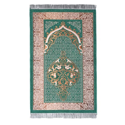 Islamic Prayer Rug Masjid Pattern Thin Mat 1pc Muslim Portable Blanket Ramadan Eid Gift Rug Turkish Prayer Carpet - Forest Green, Styled - color: 1pc Forest Greend
