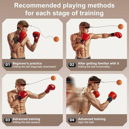 Boxing Reflex Ball Headband Multifunctional Fun Effective Hand Eye | Kids Beginners Punching Headband for Professionals Enthusiasts Beginners Amateurs Lovers Families Friends - color: Orange ball