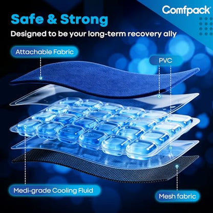 60-Minute Long Lasting Ice Packs for Injuries Reusable,13.4 × 8.6" | Flexible Ice Pack for Lower Back, Knee, Shoulder, Hip, Elbow, Arm, FSA Eligible HSA, Cold Pack with Elastic Strap for Injures