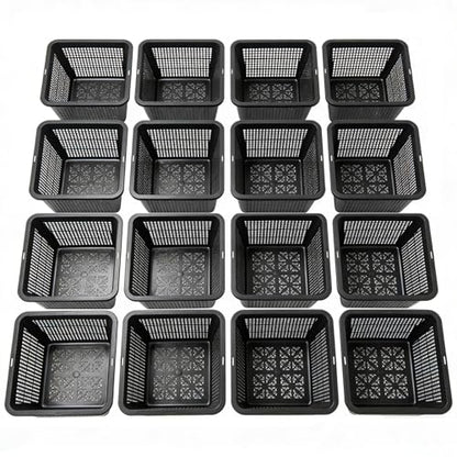 16 Pcs 9 Inch Square Aquatic Plant Baskets for Hydroponics Water Garden Plant Pots Black Plastic Mesh Basket Plastic Mesh Pond Containers for Live Aquarium Plants - style: 9" Square-16 PCS