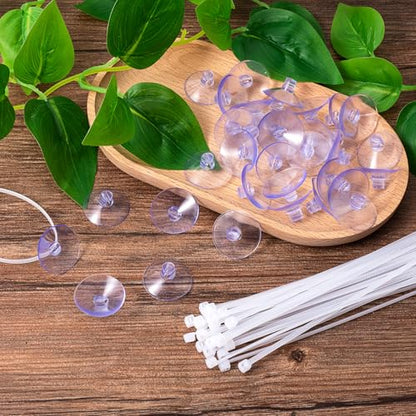 ANCIRS 30pcs 25mm Suction Cups with 50pcs Transparent Zip Ties, Clear | Rubber, Reusable, Easy to Use and Remove, for Home & Kitchen, for Hanging Lightweight Decorations & Organizing Cables - size: 25 mm