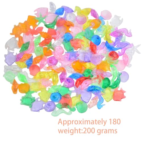 200g(About 150pcs) Mini Acrylic Ocean Animals Starfish Ornaments Plastic Seashells Under The Sea,Sea Shells for Crafting Fish Tank Potted Micro Fairy Garden Dollhouse