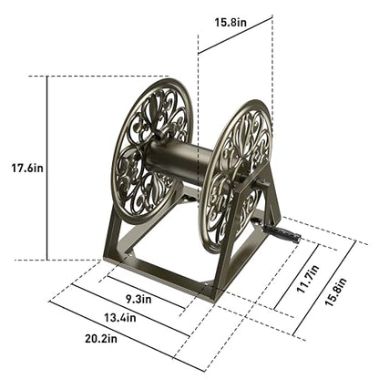 GOFORWILD Wall/Floor Mount Hose Reel, Holds 200-Feet of 5/8-Inch Hose | Decorative Hose Reel, Garden Heavy-Duty Water Hose Holder Winder Tidy Your Yard Farm
