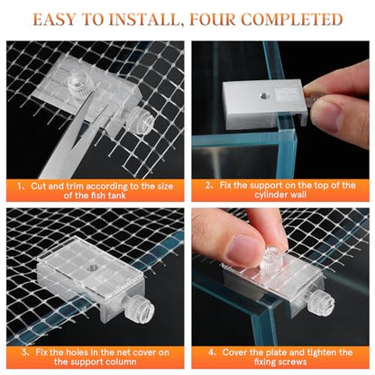 ibasenice Fish Tank Anti-Escaping Net Aquarium Mesh Cover Practical Fish Tank Netting Cover with 5 Brackets 27.55 X 20.86 in Breathable Top for Easy Cleaning