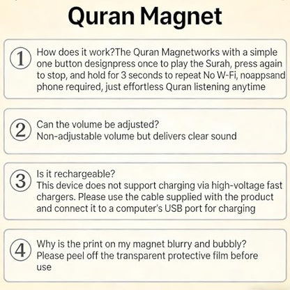 Mason Life Islamic Gifts Fridge Magnet, Badshahi Mosque, Preloaded Surah Audio Player with Islamic Recitations, USB-C Rechargeable, Ramadan & Eid Gifts - color: Badshahi Mosque