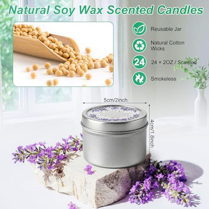 Nuanchu 24 Pack Wedding Favor for Guest Wedding Scented Candles Gift Set 2oz Eid Mubarak Candle for Her Him Natural Soy Wax Jar Long Lasting Aromatherapy Gift Bulk for Bridal Shower Rustic Party Favor - style: Romantic Style