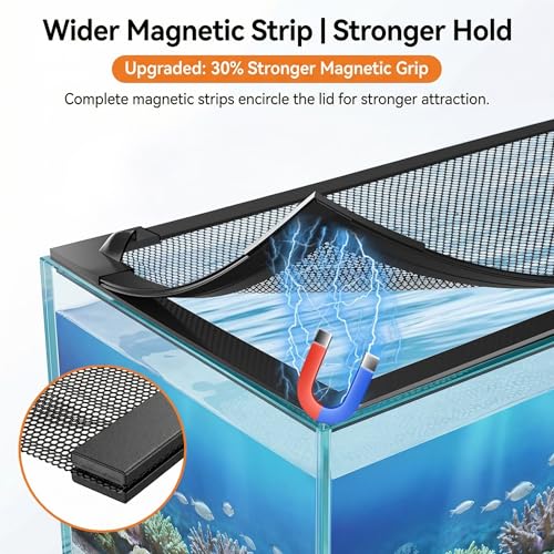Magnetic Aquarium Lid Fish Tank Top Cover Hood Anti-Jumping Mesh Net for Fishs Tank Top Cover to Protect Fishes Jumping Out of for up to 40 Gallon Fish Tank