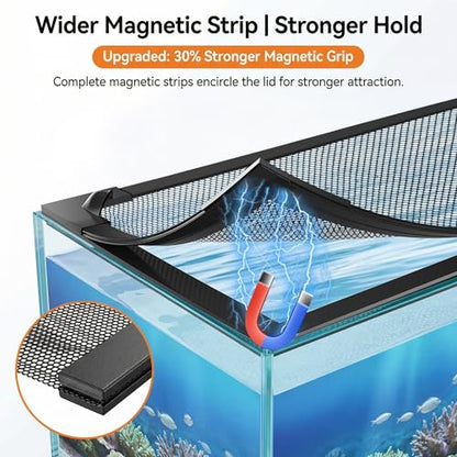 Magnetic Aquarium Lid Fish Tank Top Cover Hood Anti-Jumping Mesh Net for Fishs Tank Top Cover to Protect Fishes Jumping Out of for up to 40 Gallon Fish Tank