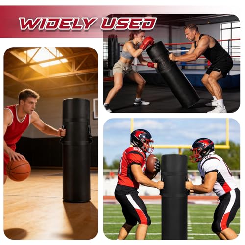 Tackling Dummies for Football Heavy Duty PU Leather Tackle Dummy with High Density Foam and Handles 12 * 48 Inch Tackle Equipment for Youth Football, Contact Drills, Martial Arts