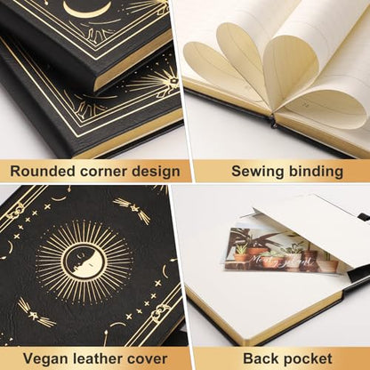 Blank Journal for Women Men, 192 Pages A5 Notebook Journal, Hardcover Notebook with 100Gsm Thick Pages, Leather Note Book for Writing, Travel, Business, Office, Prayer 5.7 x 8.3,Black - color: Black, style: Plain