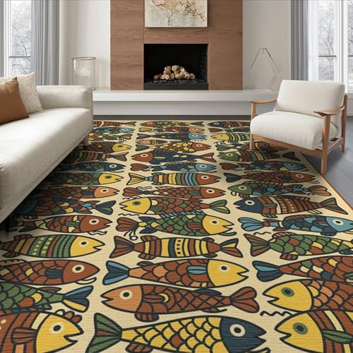 8'x10' Washable Abstract Geometric Area Rug, Orange Foldable Oversized Carpet Non-Slip Flatwoven Floor Covering for Living Room, Under Sectional, Family Room | Ref:1885554 - color: Beige/Pattern 35, size: 8' x 10' (Rectangular)