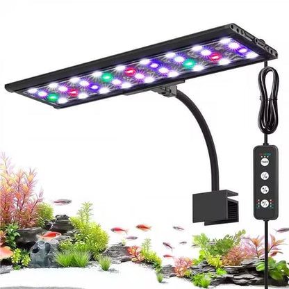 AQQA Clip On Aquarium Light, 24/7 & DIY Mode Full Spectrum Fish Tank Light | Adjustable Timer & Brightness, Memory Function, IP68 Waterproof LED Aquarium Plant Light, Fits 16–24 Inch Tanks