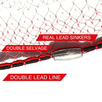 Cast Net, Lead, 3-12ft Radius, 3/8 and 1/4 in Mesh, for Bait Fish | Stainless Steel Swivel, Neoprene Wrist Strap, Repair Kit Included, Storage Box Included - size: 6ft Radius, 3/8" Mesh, 1LB Sinkers
