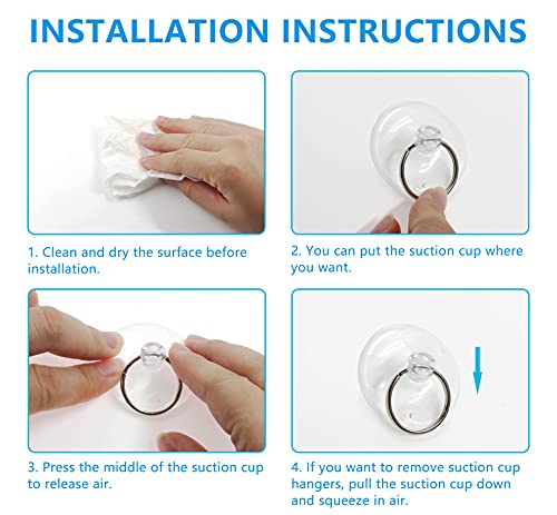 Piutouyar 12Pcs Suction Cup with Ring 2"/50mm Clear Key Ring Suction Cups Sucker for Window Kitchen Wall Hook Hanger (Pack of 2) - size: 2"/50mm (Pack of 2)