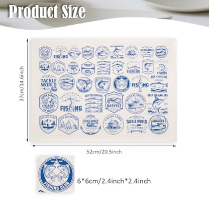 SUPERDANT 5 Pcs Fishing Underglaze Paper Transfer Fish Angler Transfer Papers for Clay Ceramic Porcelain Under Glaze Transfers for Pottery Enamel Decals Blue Underglaze Decal Handcrafted Gifts - style: Fishing