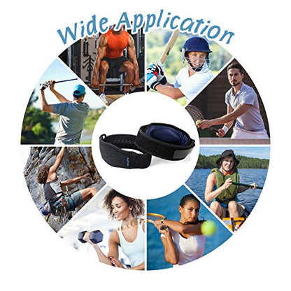 AGPTEK Elbow Brace for Tendonitis and Tennis Elbow 2 Pack, Tennis Golfers Elbow Support Arm Band Pain Relief Elbow Wrap Weightlifting Elbow Strap with Compression Pad for Men & Women - color: Navy Blue