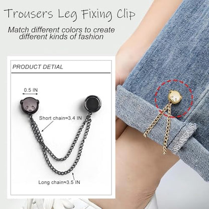 Magnetic Clothing Clips 4 Pack - Metal Magnetic Shirt Clips, T-Shirt Shortening Magnetic Closure Button for Pants/Sleeves/Collars - Bear Style