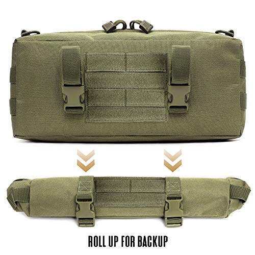 WYNEX Large Molle Pouch, Tactical Molle Bag Vertical Admin Pouch, Modular Utility Pouch Increment Side Pouch for Tactical Backpack Molle Rucksack Attachment, with Shoulder Strap For Use as Sling Bag - color: Army Green (upgraded) - 2 Packs