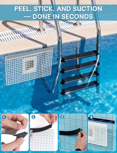 Upgraded Magnetic Pool Skimmer Guard, Skimmer Net Cover Protector to Catch Leaves Debris Insects, New Magnet Design Easy Install & Removable, Prevents Skimmer Clogging Blockage