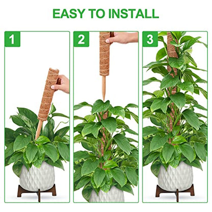 GROWNEER 42 Inch Moss Pole for Plants, 4 Pcs 15 Inch Stackable Coir Totem Support, Moss Sticks with 15pcs Labels and 78in Garden Ties, Monstera and Snake Plants Stake for Climbing Indoor