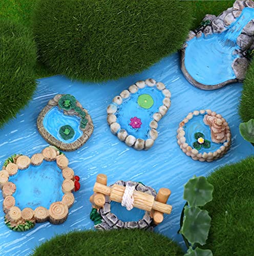 Mini Fairy Garden Accessories Kit, Micro Landscape Decoration Pond Bridge Ornaments, Miniature Figurines for Potted Plant Bonsai Terrarium Decor Mountain Water(ZS204)