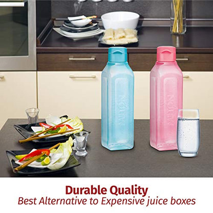 MILTON Sports Water Bottle Square Juice Box 4 Set 17 oz. Great for Juices Milk Smoothies Plastic Wide-Mouth Reusable Leak Proof Drink Bottle/Carton for School Bags Lunch Boxes Gym Flip Lid -BPA Free - size: 17 oz 4 pack
