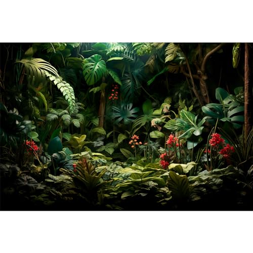 Rainforest Leaves Aquarium Background Jungle Green Leaf Texture Fish Tank Background Tropical Flowers Leaves Foliage Reptile Tank Backgrounds Tropical Jungle Reptile Enclosure Backgrounds 24x12in - color: Leaf Green, size: 24(W)x12(H)inches/ 60(W)*30cm(H)