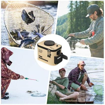 Bait Bucket, Fishing Bucket, 12L Foldable Thickened Live Bait with Aeration Hole, EVA Portable Fish Transport Container for Outdoor